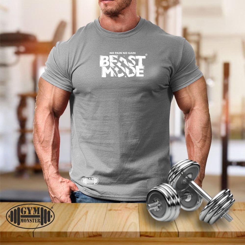Beast Mode Gym Shirt Men Workout Tee Bodybuilding Fitness Training MMA Gym Monster Shirt 2