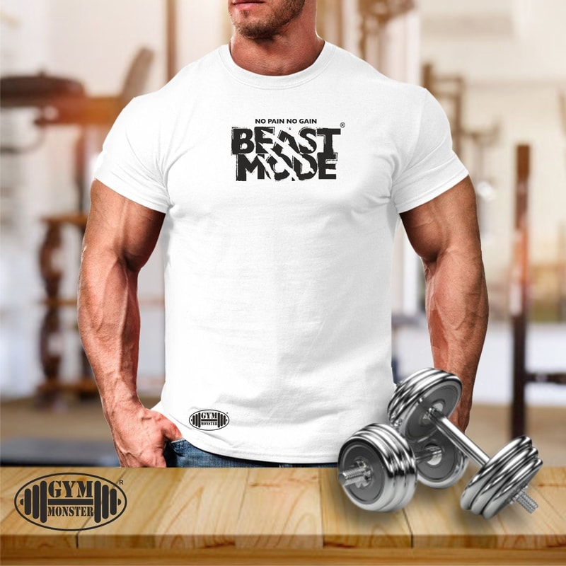 Beast Mode Gym Shirt Men Workout Tee Bodybuilding Fitness Training MMA Gym Monster Shirt 3