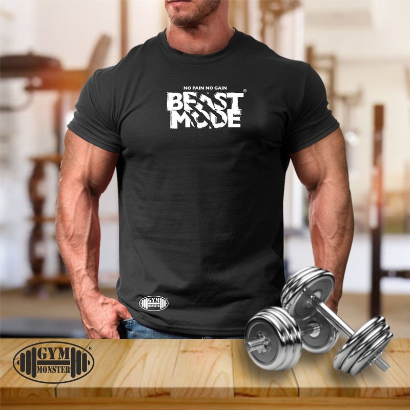Beast Mode Gym Shirt Men Workout Tee Bodybuilding Fitness Training MMA Gym Monster Shirt 0