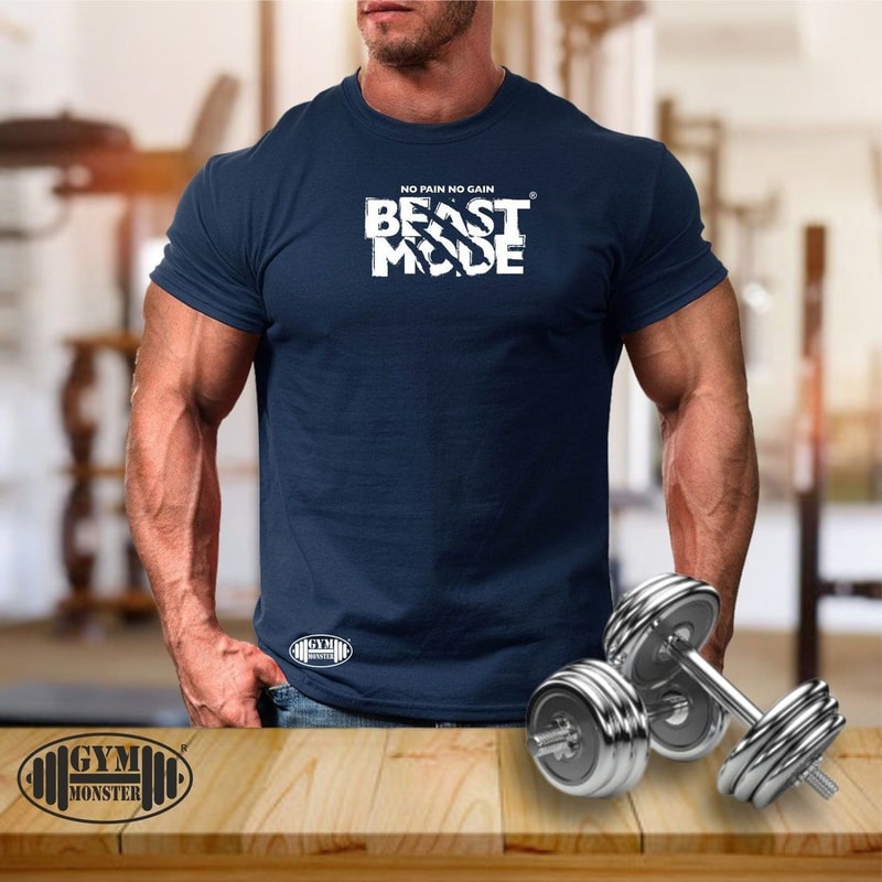 Beast Mode Gym Shirt Men Workout Tee Bodybuilding Fitness Training MMA Gym Monster Shirt 5