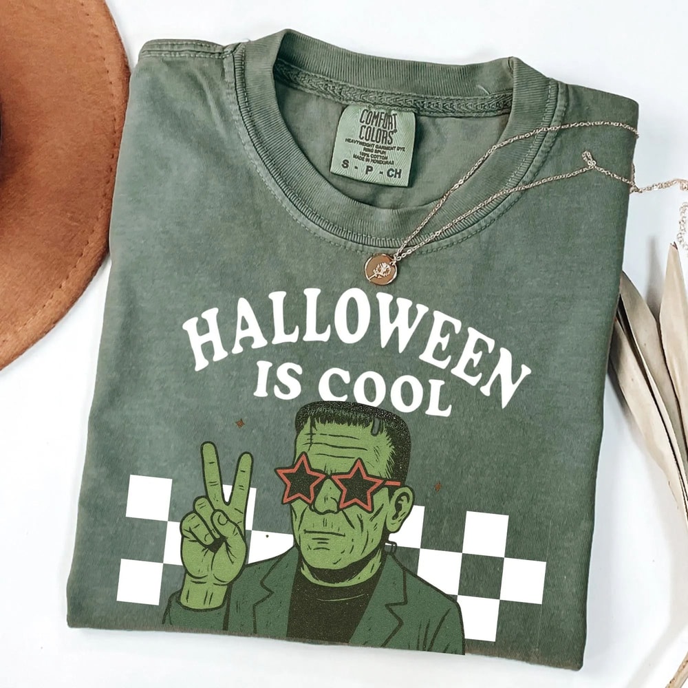 Halloween Is Cool Retro Graphic T Shirt Funny Spooky Season Tee Vintage Horror Movie Inspired Fall 1
