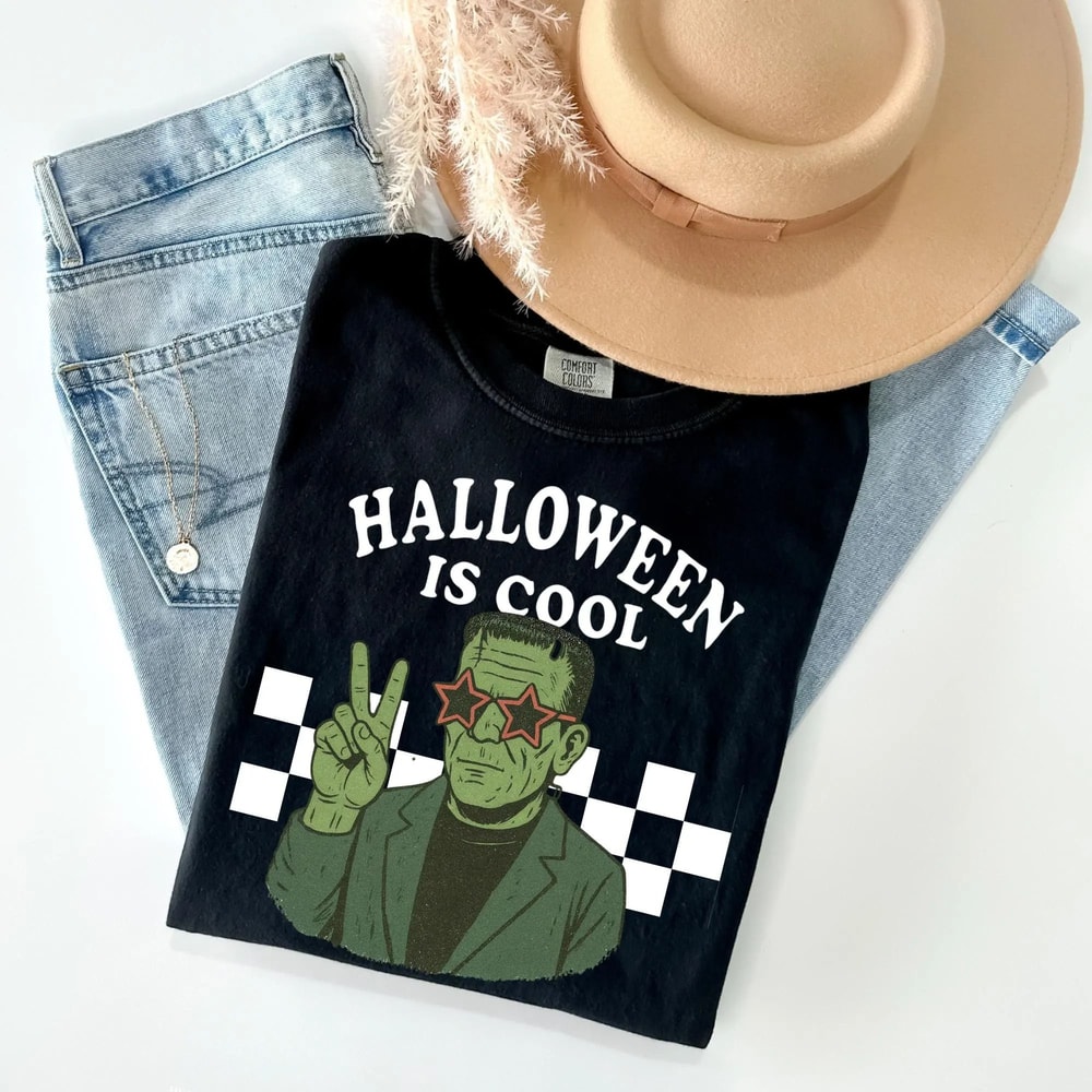 Halloween Is Cool Retro Graphic T Shirt Funny Spooky Season Tee Vintage Horror Movie Inspired Fall 2