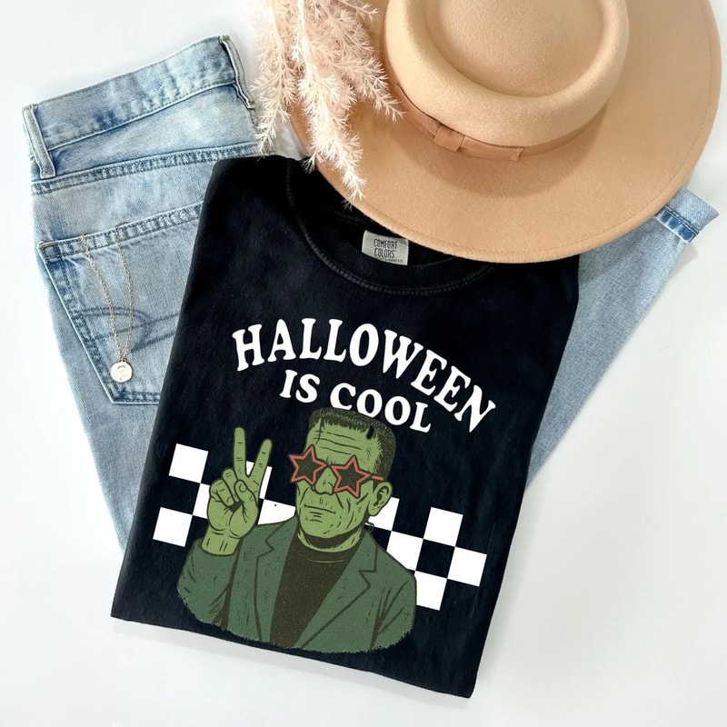 Halloween Is Cool Retro Graphic T Shirt Funny Spooky Season Tee Vintage Horror Movie Inspired Fall 2