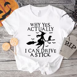funny witch halloween shirt i can drive a stick tee spooky witch graphic t shirt cute halloween witchy shirt