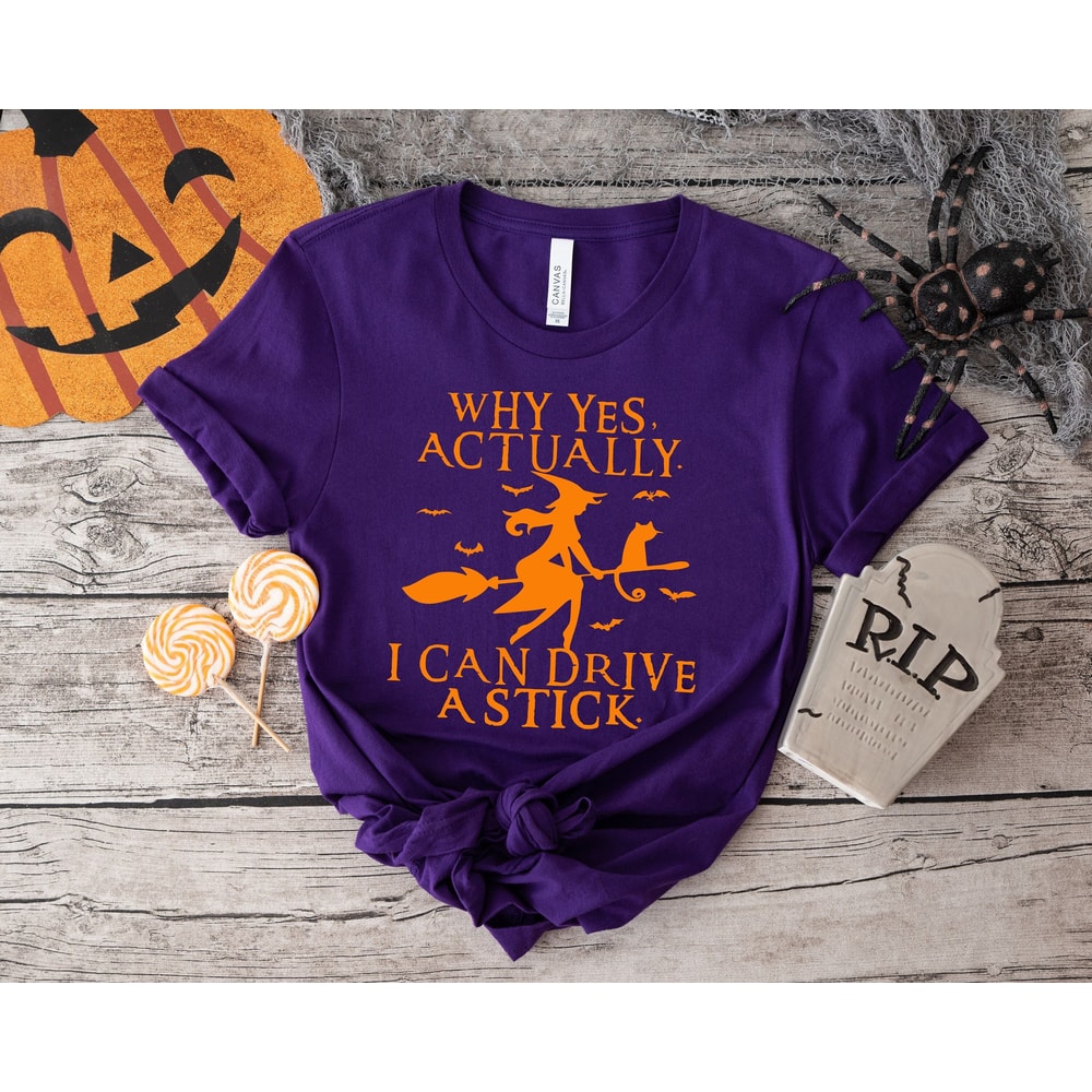 Funny Witch Halloween Shirt I Can Drive A Stick Tee Spooky Witch Graphic T Shirt Cute Halloween Wit 1