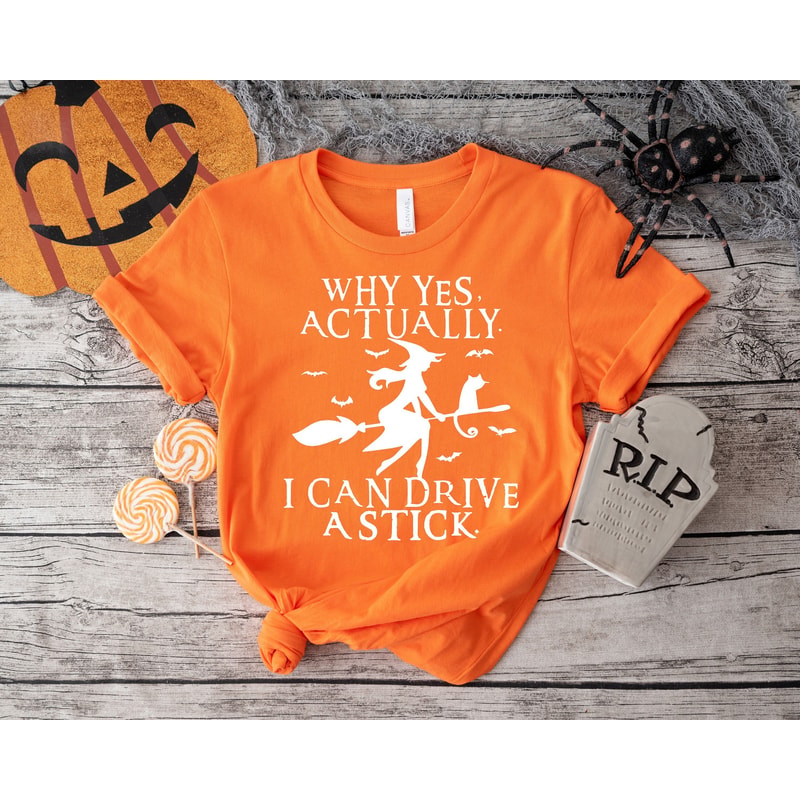 Funny Witch Halloween Shirt I Can Drive A Stick Tee Spooky Witch Graphic T Shirt Cute Halloween Wit 2