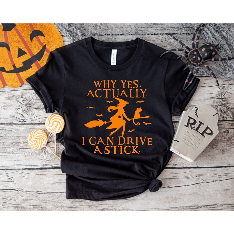 Funny Witch Halloween Shirt I Can Drive A Stick Tee Spooky Witch Graphic T Shirt Cute Halloween Wit 3