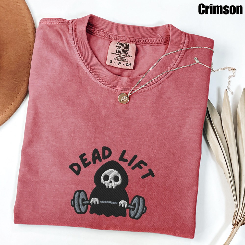 Embroidered Funny Gym Halloween Shirt Comfort Colors Pumpkin Barbell Spooky Workout Tee 1