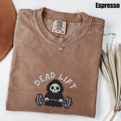 embroidered funny gym halloween shirt comfort colors pumpkin barbell spooky workout tee