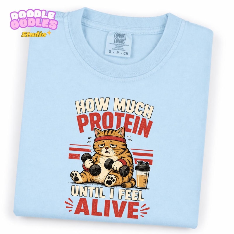 Funny Gym Cat Shirt Protein Humor Workout Tee Cat Lover Fitness Gym Shirt Gift 4