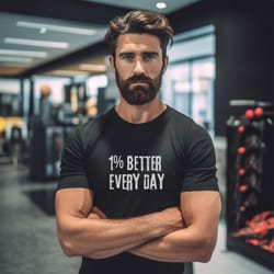 1% better every day shirt motivational gym tee fitness growth mindset workout shirt men