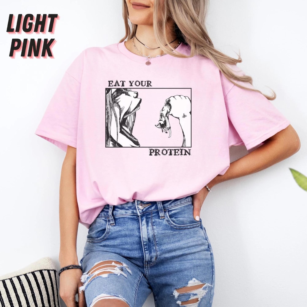 Eat Your Protein Anime Gym TShirt Attack On Titan Workout Tee 4