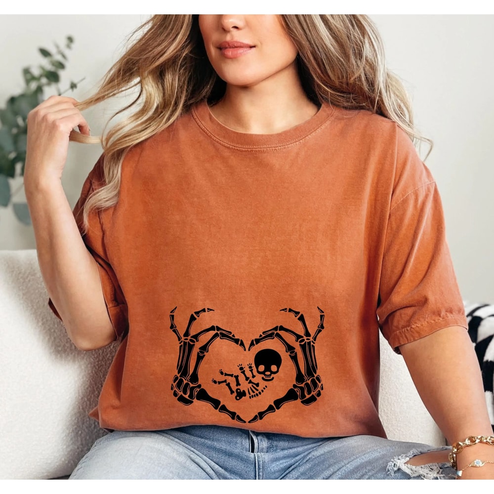 Pregnancy Halloween Shirt Skeleton Baby Tee Cute Maternity Halloween Shirt Spooky Mom To Be Pregnan 0
