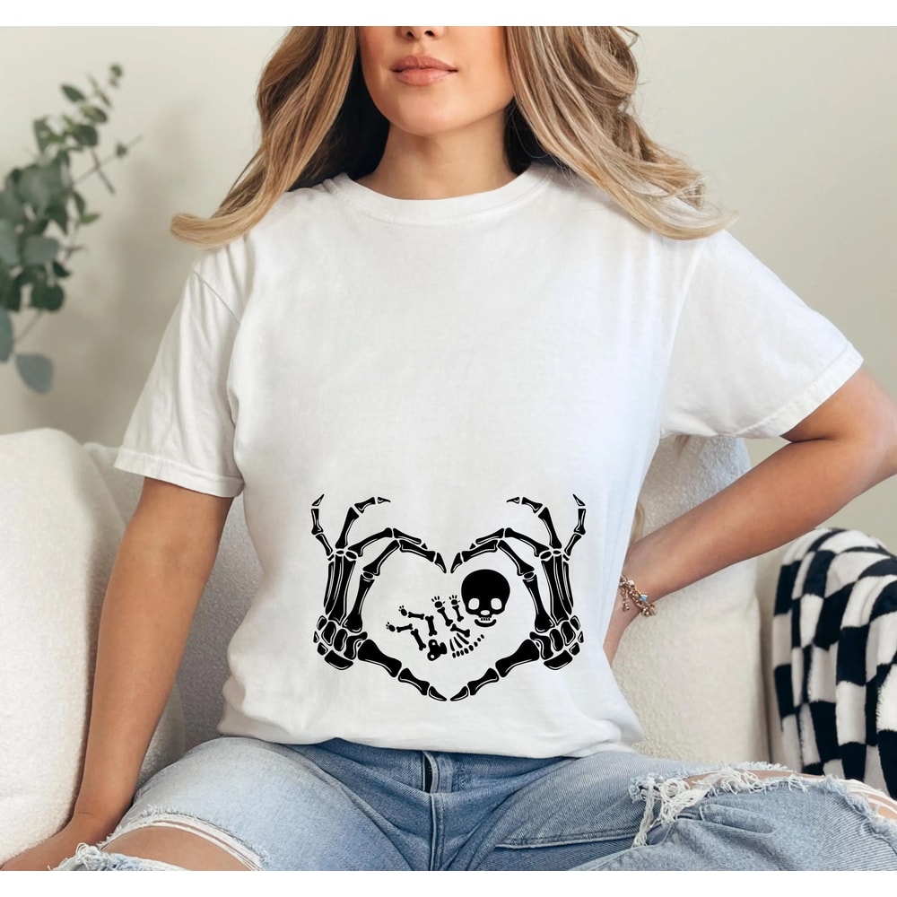Pregnancy Halloween Shirt Skeleton Baby Tee Cute Maternity Halloween Shirt Spooky Mom To Be Pregnan 1