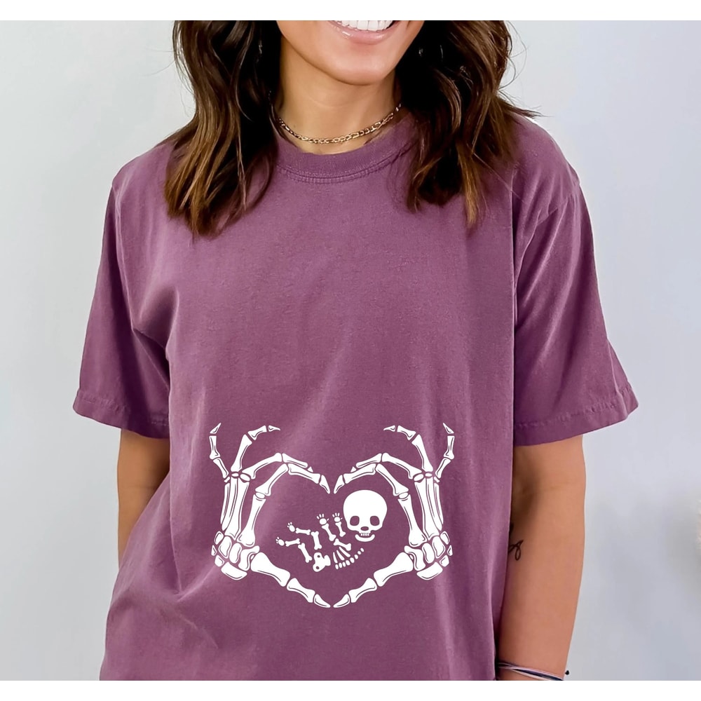 Pregnancy Halloween Shirt Skeleton Baby Tee Cute Maternity Halloween Shirt Spooky Mom To Be Pregnan 2