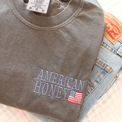 american honey embroidered patriotic tee vintage usa 4th of july shirt