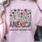 Floral America Patriotic 4th Of July Graphic Tee 0