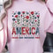 Floral America Patriotic 4th Of July Graphic Tee 0