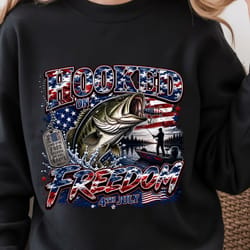 hooked on freedom 4th of july t-shirt | patriotic fishing usa shirt | independence day outdoor tee