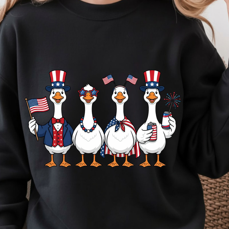 Patriotic Goose Squad 4th Of July TShirt Funny USA Independence Day Goose Shirt Summer BBQ Tee 1