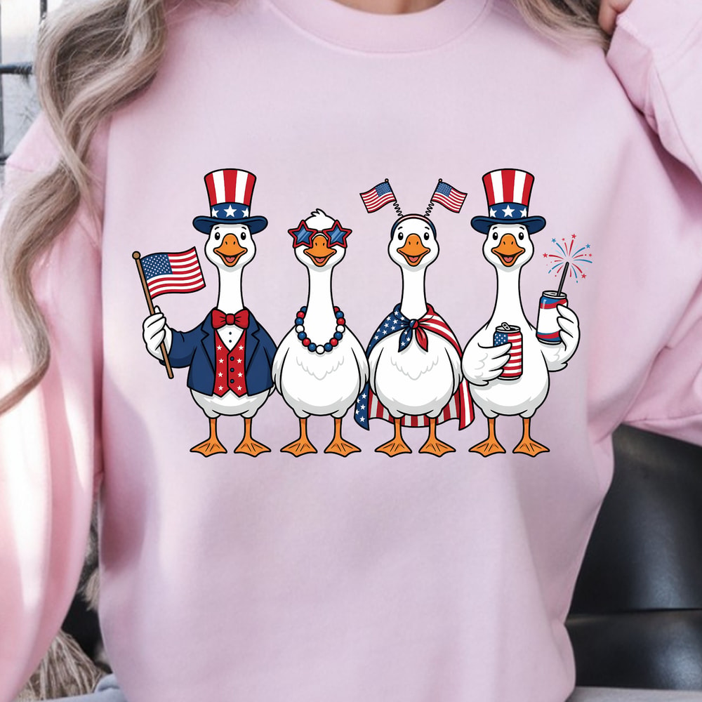 Patriotic Goose Squad 4th Of July TShirt Funny USA Independence Day Goose Shirt Summer BBQ Tee 0