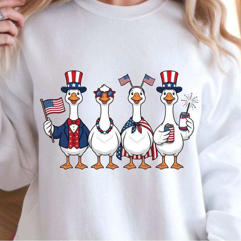 Patriotic Goose Squad 4th Of July TShirt Funny USA Independence Day Goose Shirt Summer BBQ Tee 2