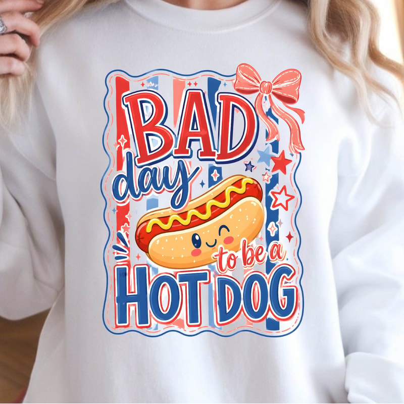 Bad Day To Be A Hotdog Funny 4th Of July Graphic Tee 0