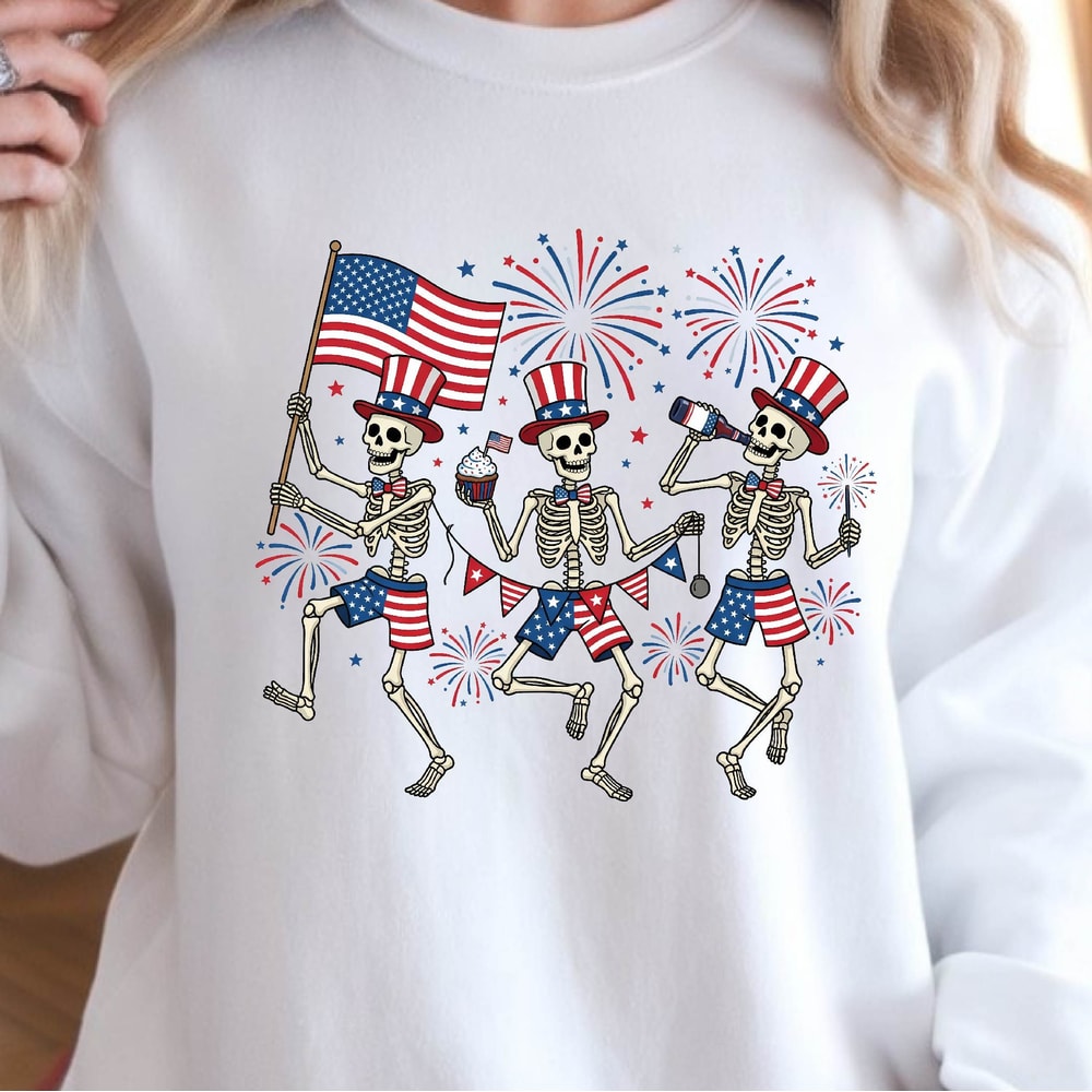 Patriotic Skeleton 4th Of July Graphic Tee 0