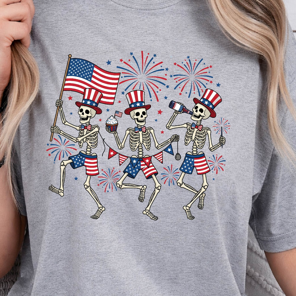 Patriotic Skeleton 4th Of July Graphic Tee 1