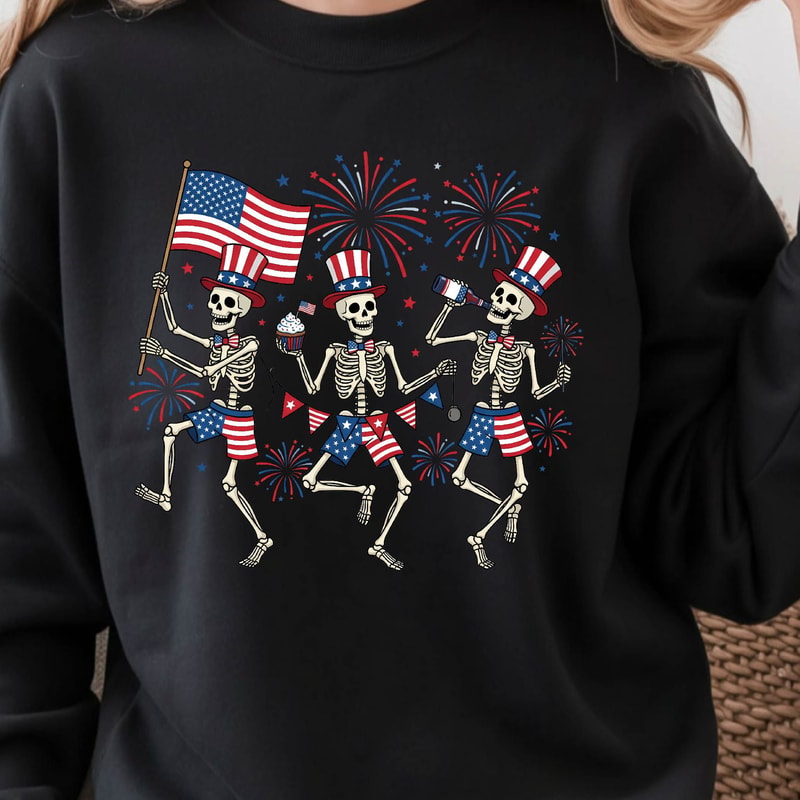 Patriotic Skeleton 4th Of July Graphic Tee 2