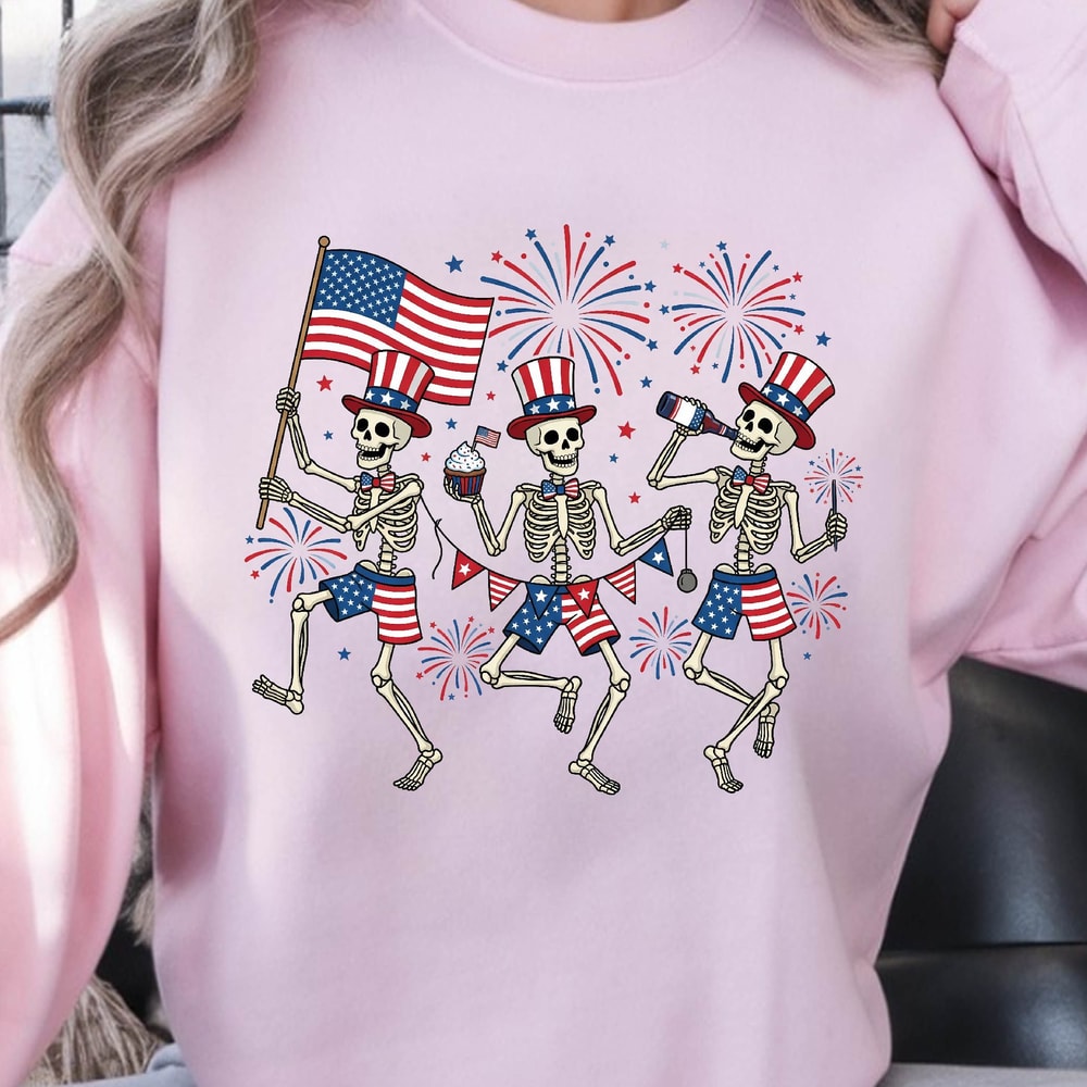 Patriotic Skeleton 4th Of July Graphic Tee 3