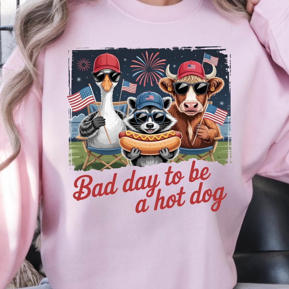 Bad Day To Be A Hot Dog Funny 4th Of July Graphic Tee 1