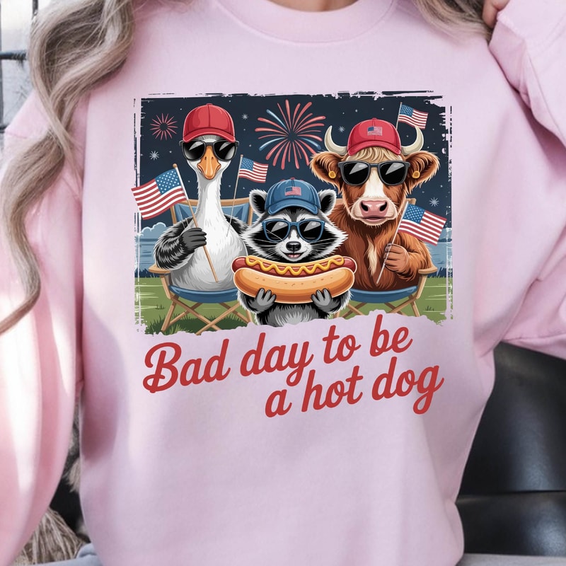 Bad Day To Be A Hot Dog Funny 4th Of July Graphic Tee 1