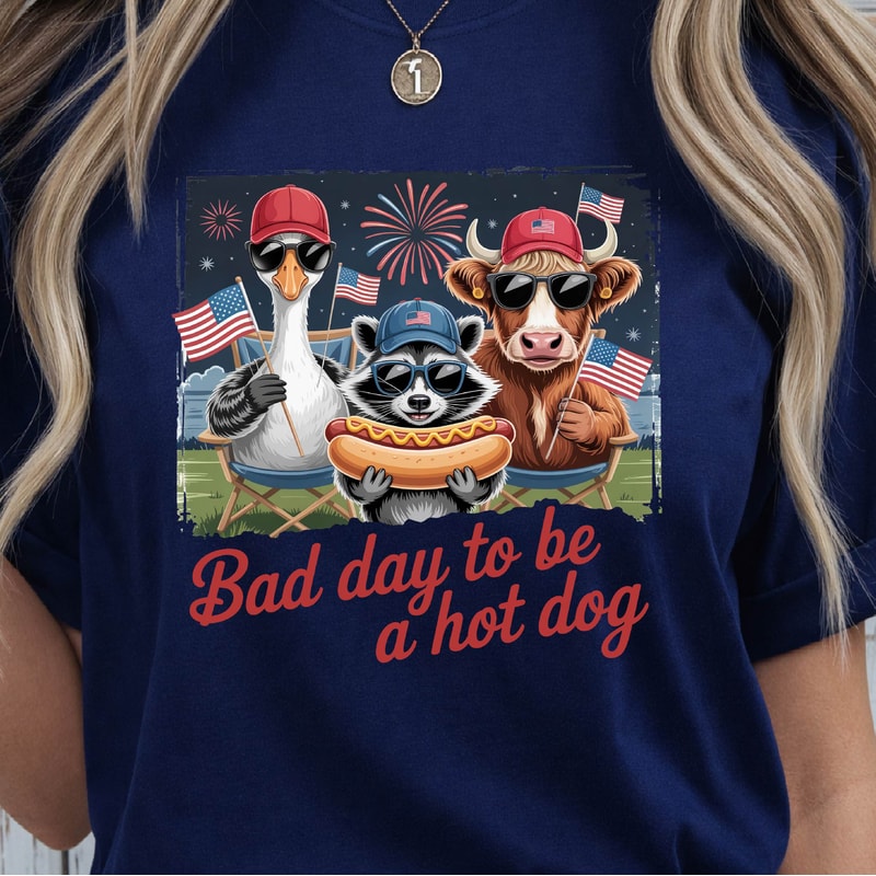 Bad Day To Be A Hot Dog Funny 4th Of July Graphic Tee 2