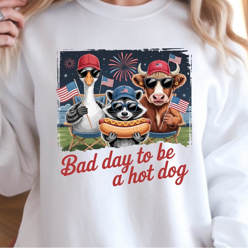 Bad Day To Be A Hot Dog Funny 4th Of July Graphic Tee 3