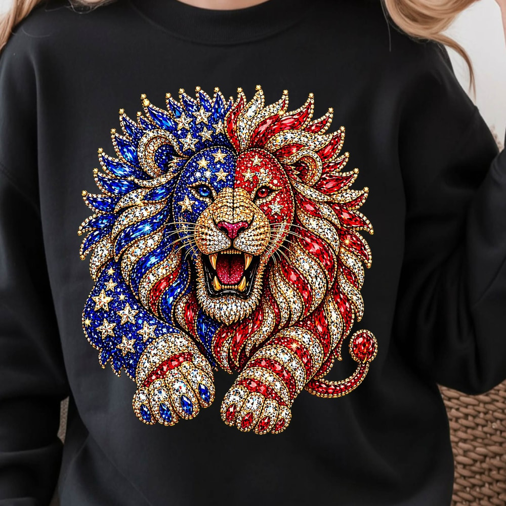 Patriotic Lion PNG 4th Of July Digital Download Design 1