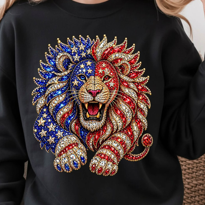 Patriotic Lion PNG 4th Of July Digital Download Design 1