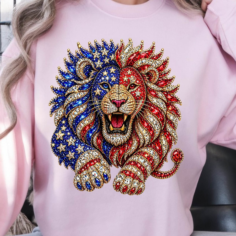 Patriotic Lion PNG 4th Of July Digital Download Design 2