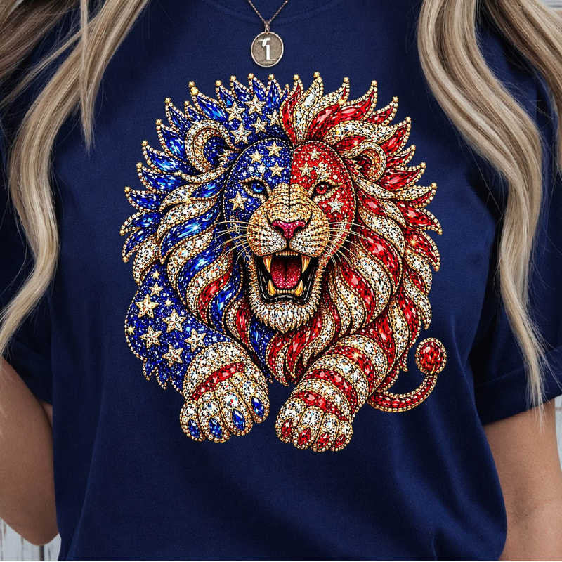 Patriotic Lion PNG 4th Of July Digital Download Design 3