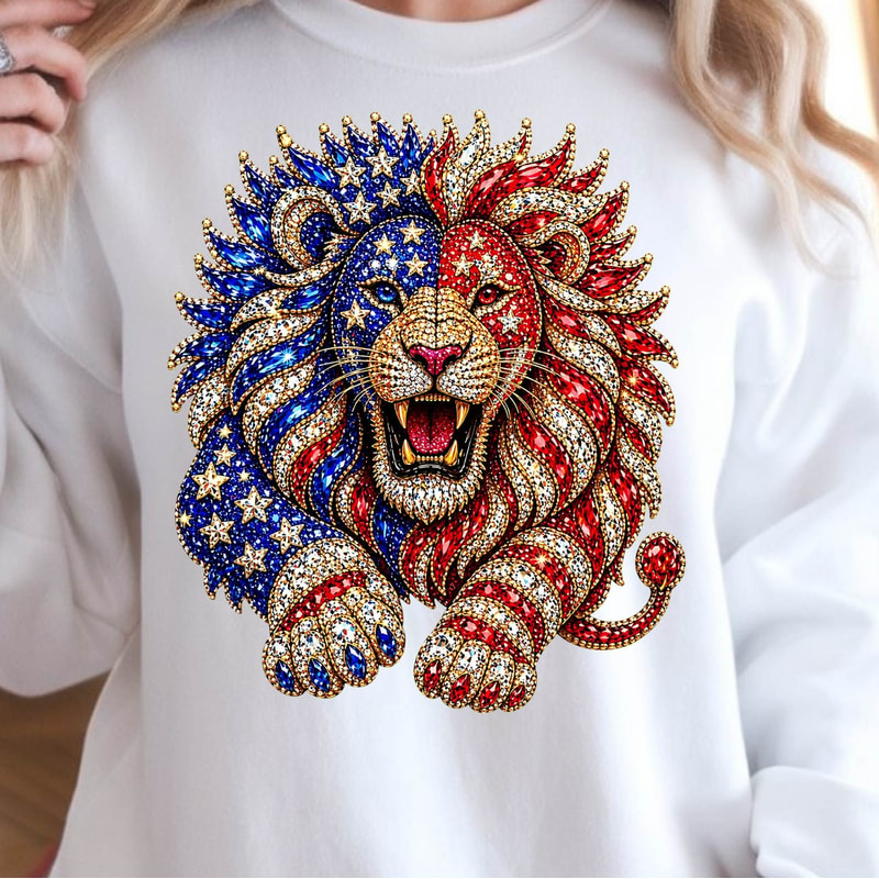 Patriotic Lion PNG 4th Of July Digital Download Design 0