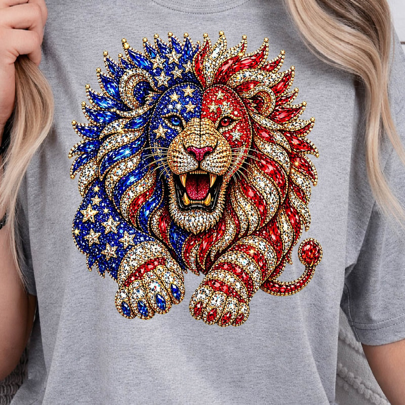 Patriotic Lion PNG 4th Of July Digital Download Design 4