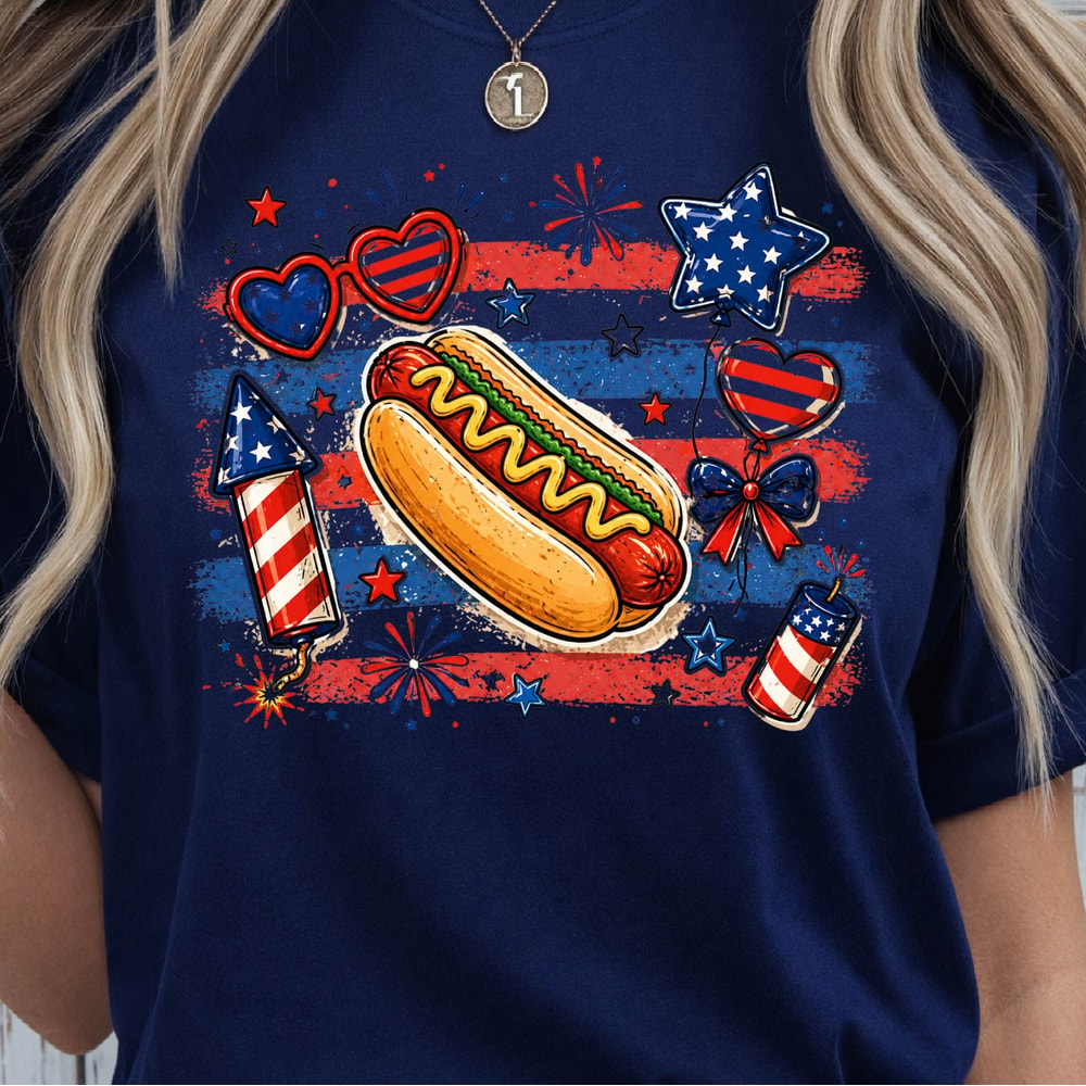 4th Of July Hot Dog Independence Day Funny Graphic Tee 1