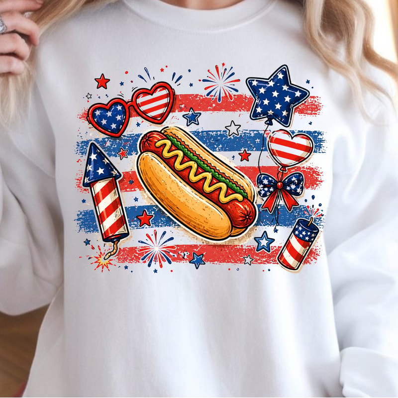 4th Of July Hot Dog Independence Day Funny Graphic Tee 2