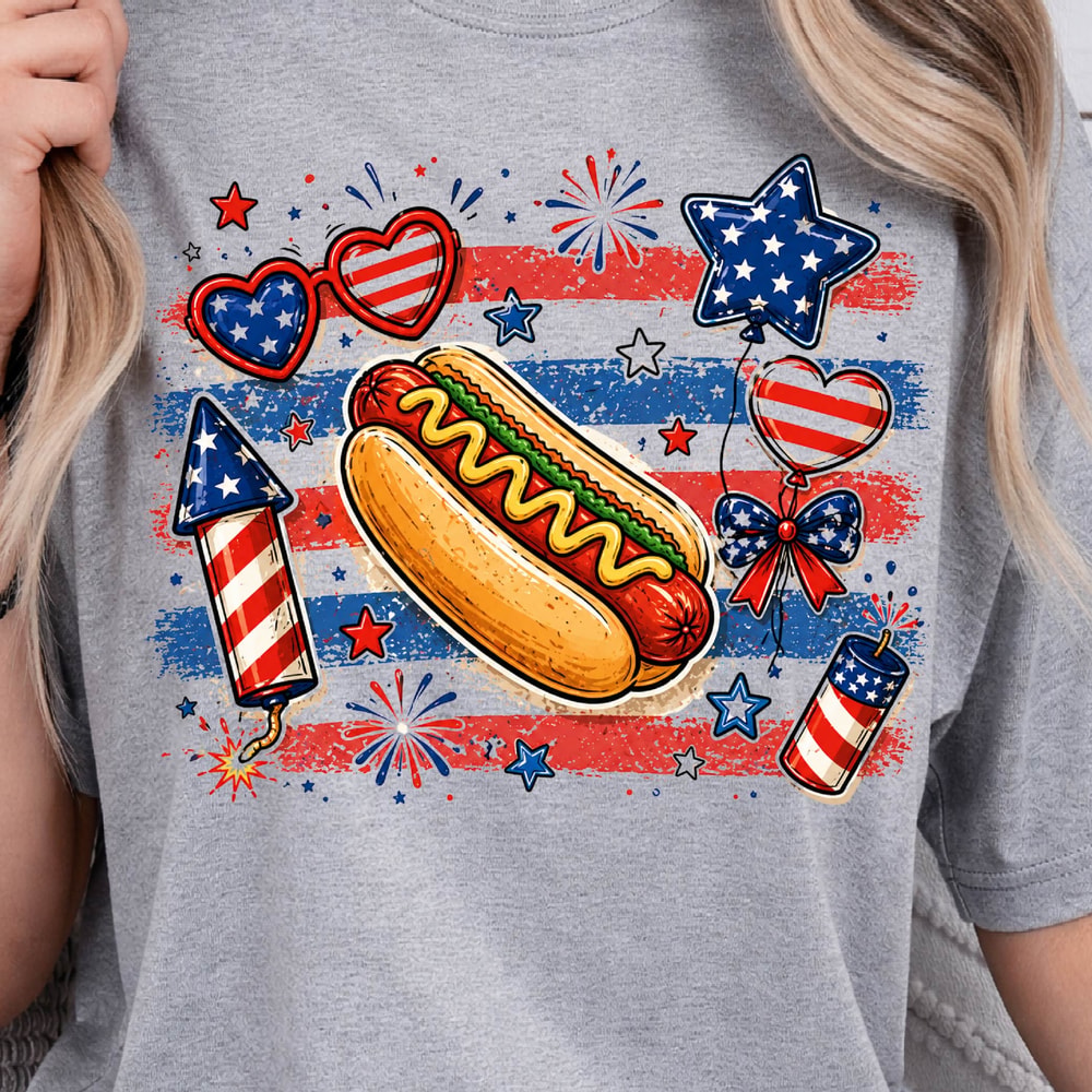 4th Of July Hot Dog Independence Day Funny Graphic Tee 3