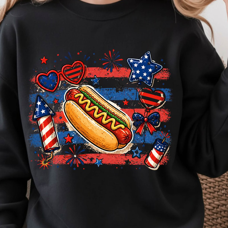 4th Of July Hot Dog Independence Day Funny Graphic Tee 4