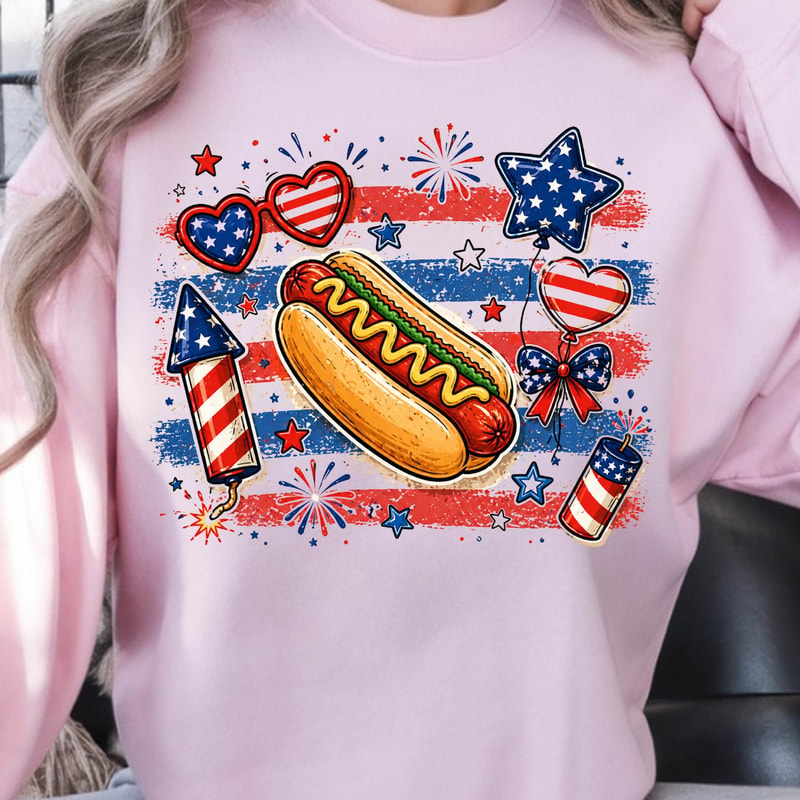 4th Of July Hot Dog Independence Day Funny Graphic Tee 0