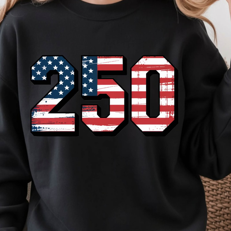 Red White 250 Anniversary Patriotic 4th Of July Graphic Tee 1