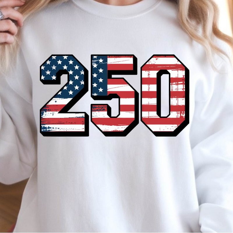 Red White 250 Anniversary Patriotic 4th Of July Graphic Tee 4