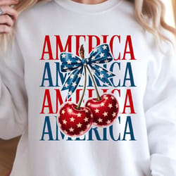america 4th of july cherry coquette bow graphic tee