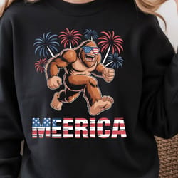 bigfoot fireworks 4th of july funny graphic tee